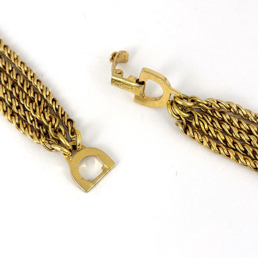 Dior 5 Row Necklace Long Gold Plated — view 3
