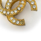 Chanel CC Logo Rhinestone Earrings Swing Gold Plated — view 4