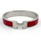 Hermes Clic Clac PM Silver Plated Red Bracelet — view 2