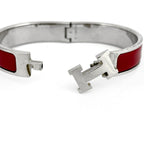Hermes Clic Clac PM Silver Plated Red Bracelet — view 4