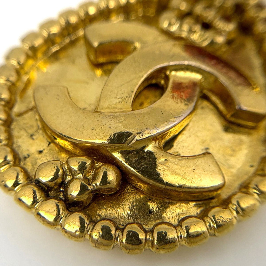 Chanel CC Logo Earrings Swing Gripoix Gold Plated — view 4