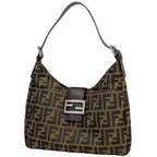 Fendi Zucca Pattern Shoulder Bag Canvas Brown
