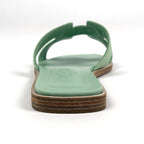 Hermes Oran Flat Sandals Shoes Leather Light Green — view 2