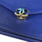 Chanel Half Coco Chain Shoulder Bag Wallet Caviar Leather Blue — view 7