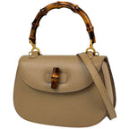 Gucci Bamboo Handbag 2-Way Vintage Leather Beige