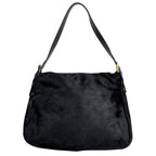 Fendi Zucca Logo Shoulder Bag Mamma Baguette Calf Hair Black — view 3