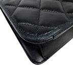 Chanel CC Logo Chain Shoulder Bag Quilted Leather Black — view 7