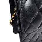 Chanel CC Logo Chain Shoulder Bag Quilted Leather Black — view 8