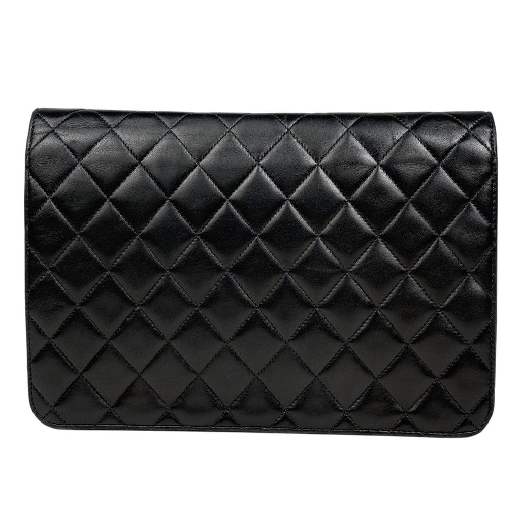 Chanel CC Logo Chain Shoulder Bag Quilted Leather Black — view 3