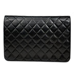 Chanel CC Logo Chain Shoulder Bag Quilted Leather Black — view 3