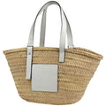 Loewe Basket Anagram Palm Leaf Tote Raffia Natural White