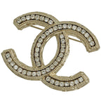 Chanel CC Logo Rhinestone Brooch Gold Plated