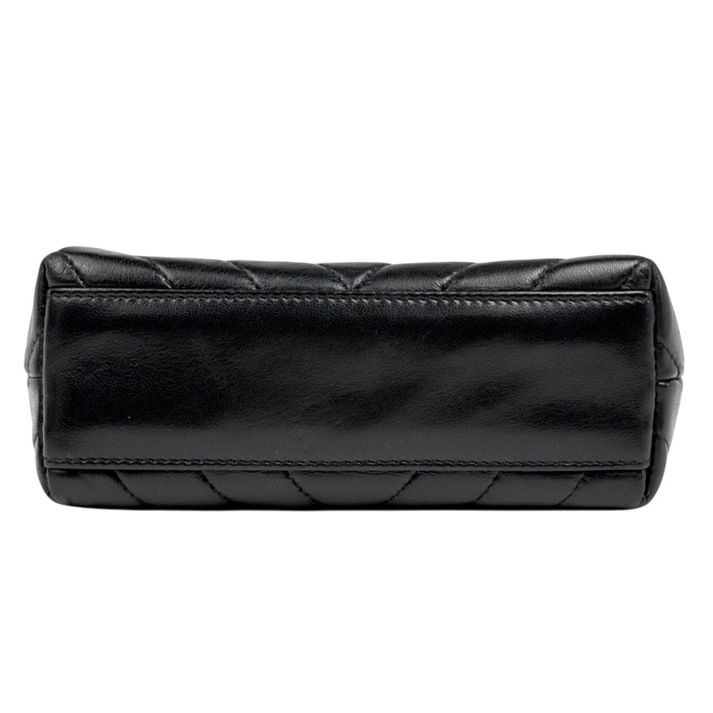 Chanel Stitch Faux Pearl Shoulder Bag CC Logo Blanc Leather Black — view 5