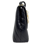 Chanel Stitch Faux Pearl Shoulder Bag CC Logo Blanc Leather Black — view 4