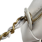 Chanel Logo Chain Shoulder Bag Quilted Leather White — view 9