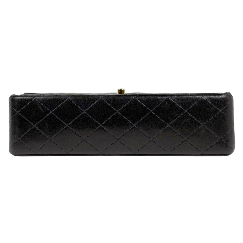 Chanel Quilted Double Flap Chain Shoulder Bag CC Logo Leather Black — view 5