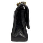 Chanel Quilted Double Flap Chain Shoulder Bag CC Logo Leather Black — view 2