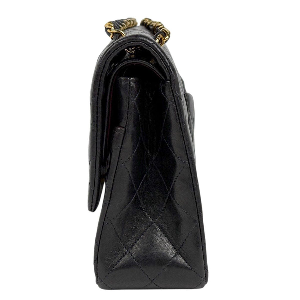 Chanel Quilted Double Flap Chain Shoulder Bag CC Logo Leather Black — view 3