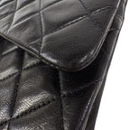 Chanel Quilted Double Flap Chain Shoulder Bag CC Logo Leather Black — view 8
