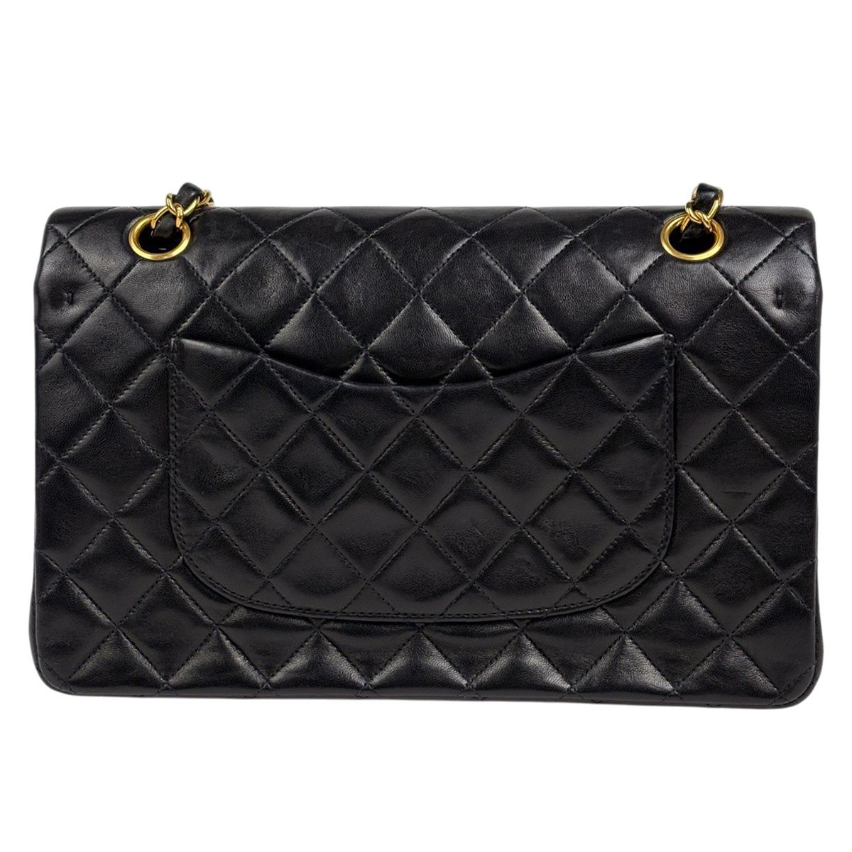 Chanel Quilted Double Flap Chain Shoulder Bag CC Logo Leather Black — view 4