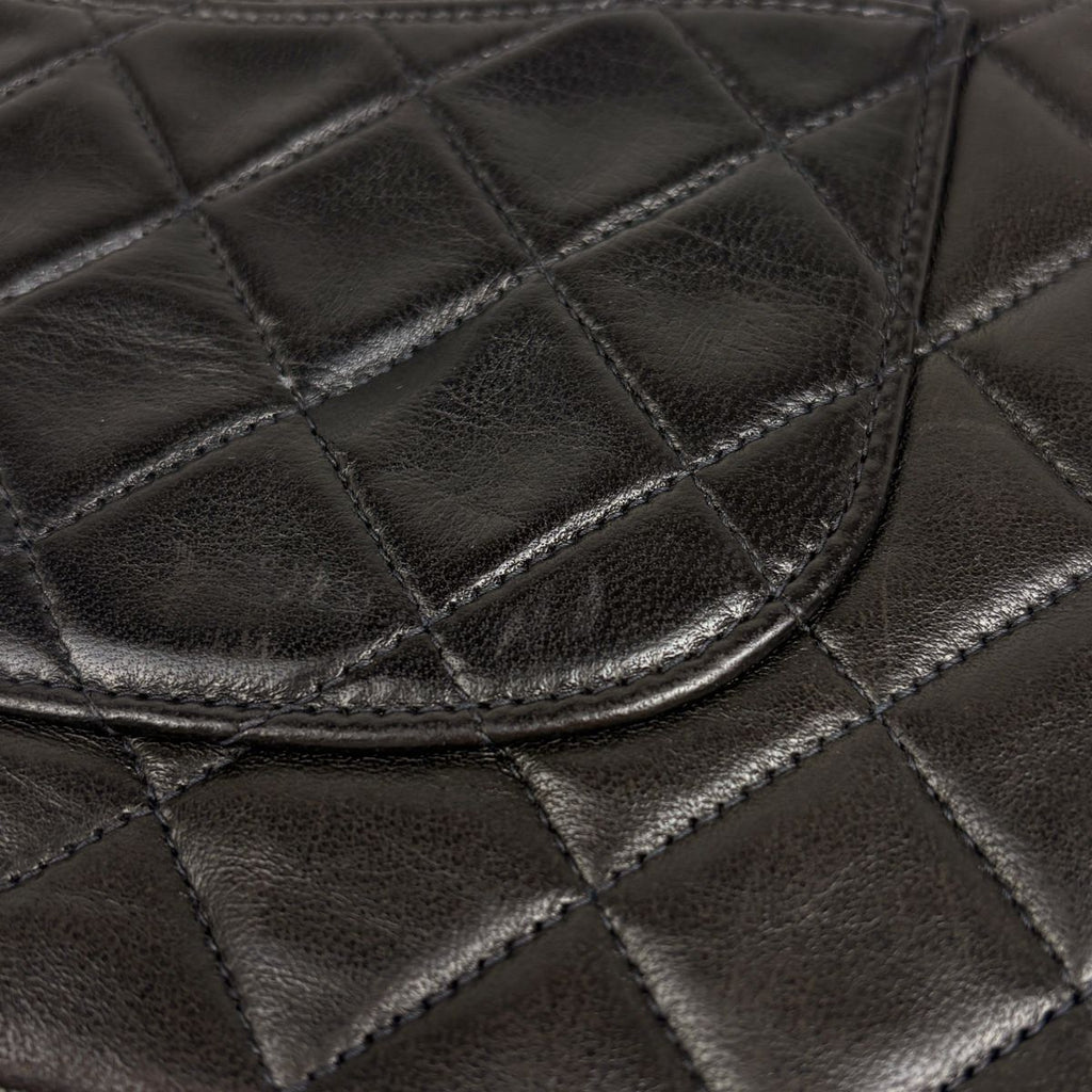 Chanel Quilted Double Flap Chain Shoulder Bag CC Logo Leather Black — view 7