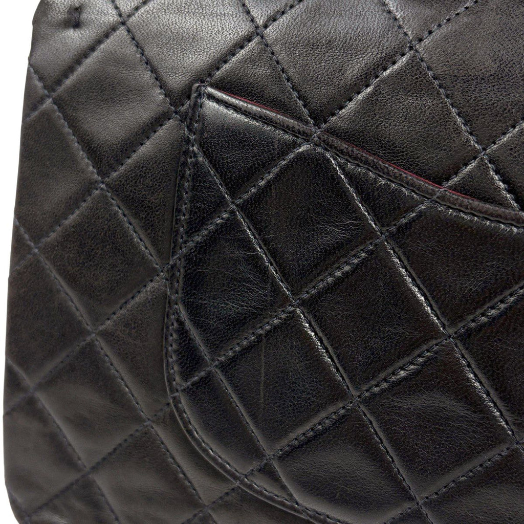 Chanel Quilted Double Flap Chain Shoulder Bag CC Logo Leather Black — view 8