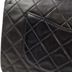 Chanel Quilted Double Flap Chain Shoulder Bag CC Logo Leather Black — view 8
