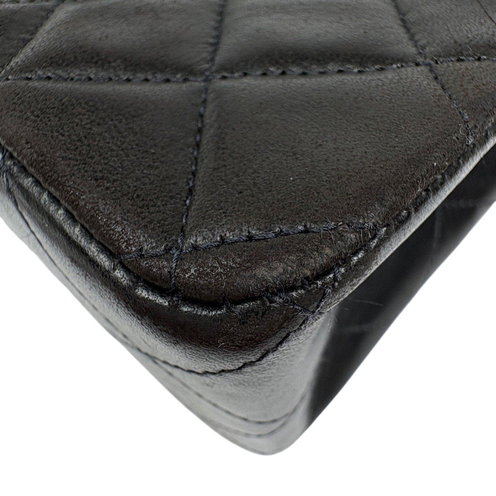 Chanel Quilted Double Flap Chain Shoulder Bag CC Logo Leather Black — view 6