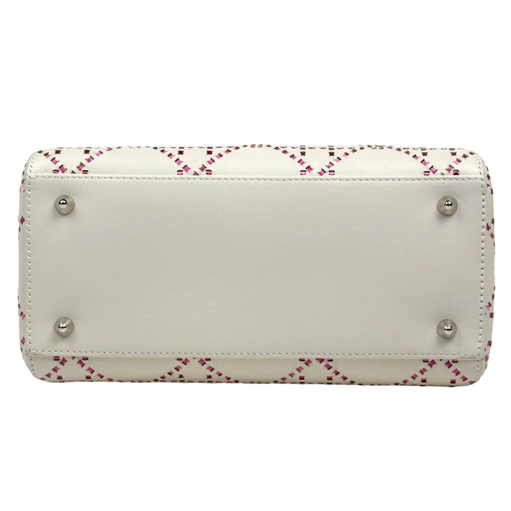 Dior Lady Cannage Bicolor Handbag Leather White Pink — view 5