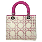 Dior Lady Cannage Bicolor Handbag Leather White Pink — view 3