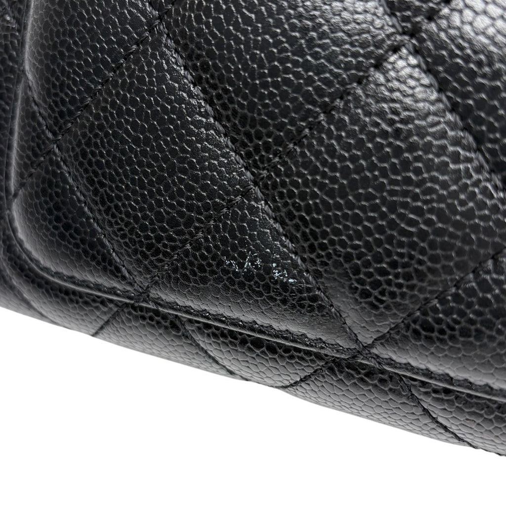 Chanel CC Logo Handbag Quilted Caviar Leather Black — view 8