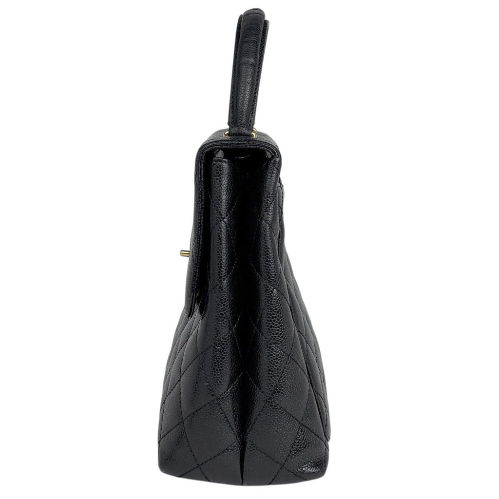 Chanel CC Logo Handbag Quilted Caviar Leather Black — view 2