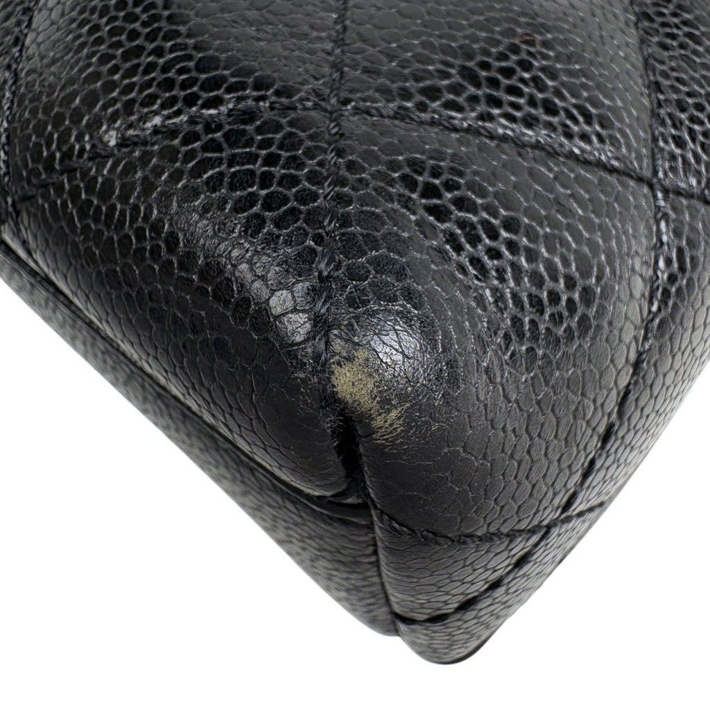 Chanel CC Logo Handbag Quilted Caviar Leather Black — view 7