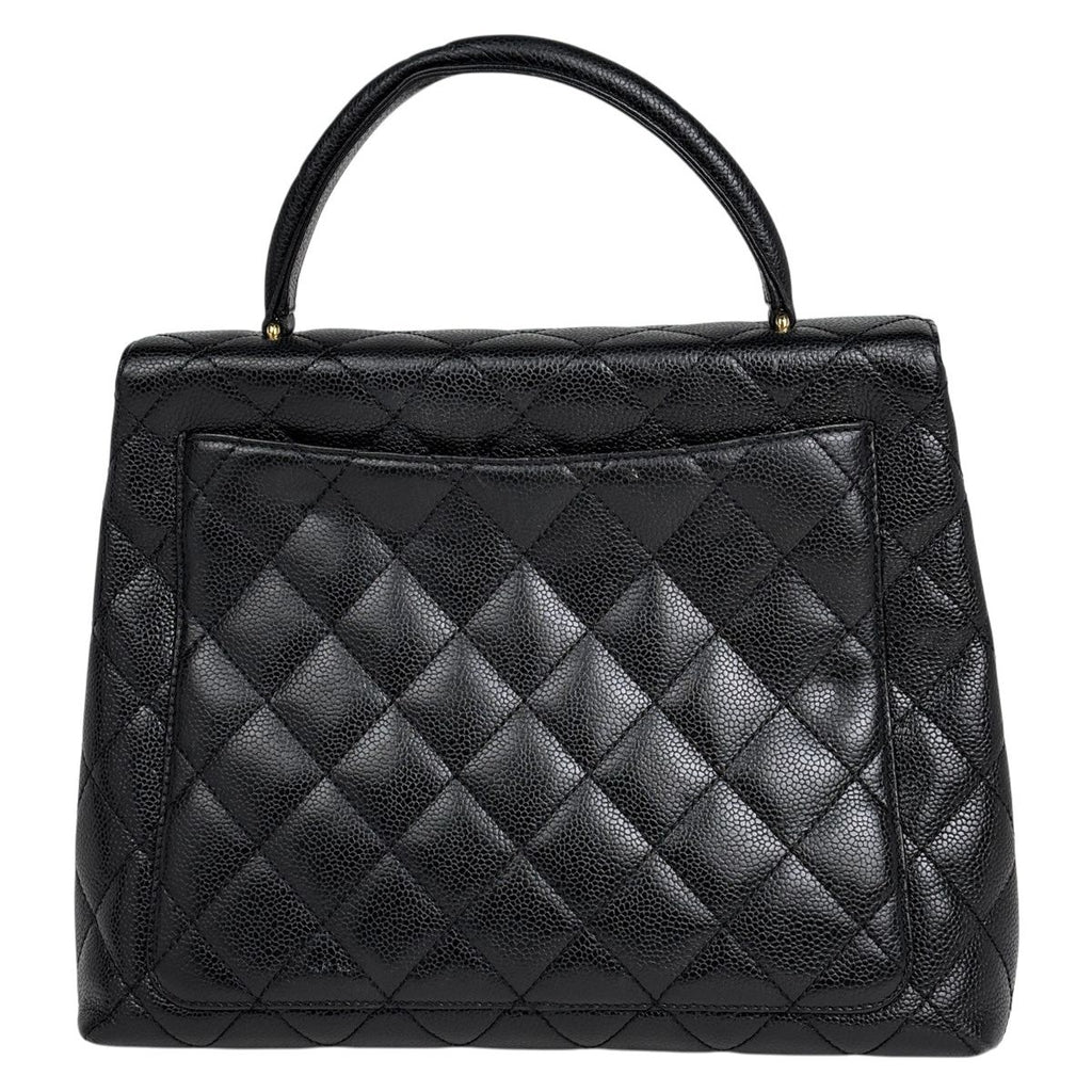 Chanel CC Logo Handbag Quilted Caviar Leather Black — view 3