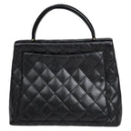 Chanel CC Logo Handbag Quilted Caviar Leather Black — view 3
