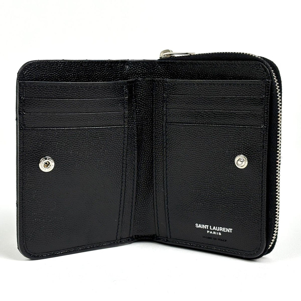 Saint Laurent Monogram Compact Zip Around Wallet Bifold Leather Black — view 7