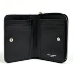 Saint Laurent Monogram Compact Zip Around Wallet Bifold Leather Black — view 7