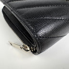 Saint Laurent Monogram Compact Zip Around Wallet Bifold Leather Black — view 3