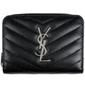 Saint Laurent Monogram Compact Zip Around Wallet Bifold Leather Black