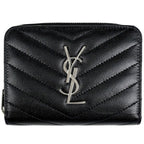 Saint Laurent Monogram Compact Zip Around Wallet Bifold Leather Black