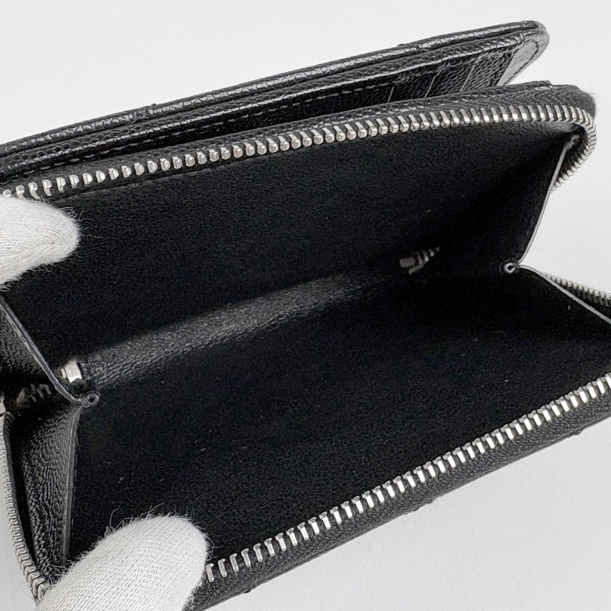 Saint Laurent Monogram Compact Zip Around Wallet Bifold Leather Black — view 6