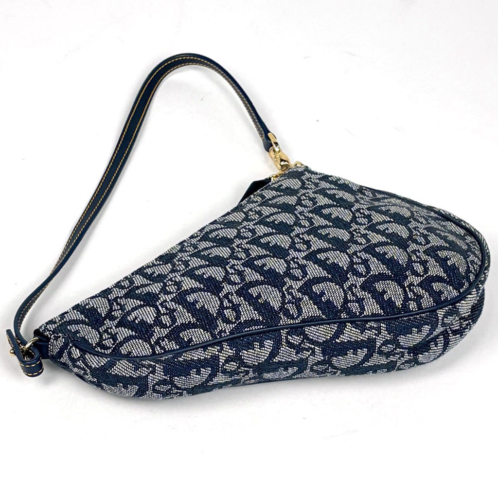 Dior Trotter Pattern Saddle Bag Canvas Navy — view 2