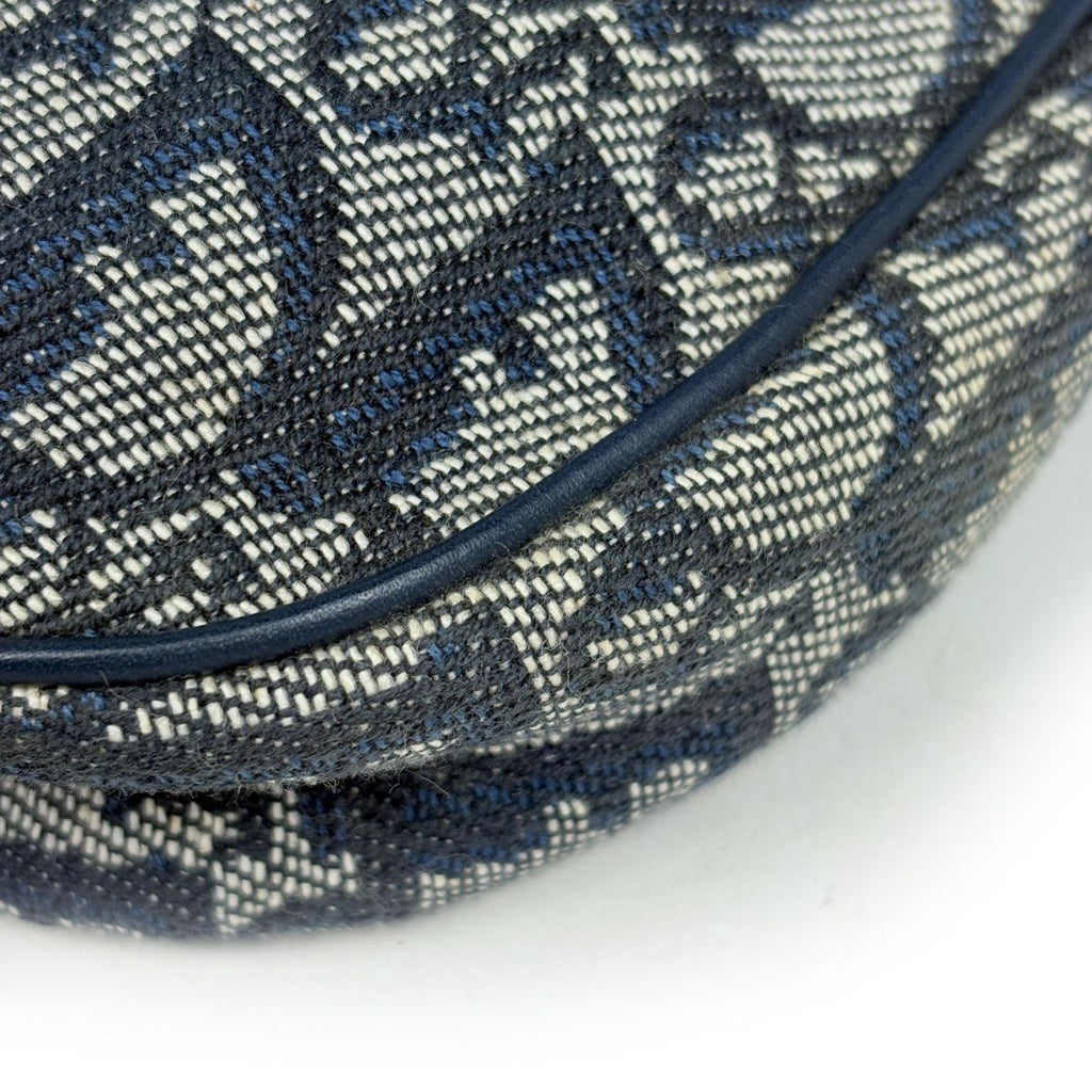 Dior Trotter Pattern Saddle Bag Canvas Navy — view 3