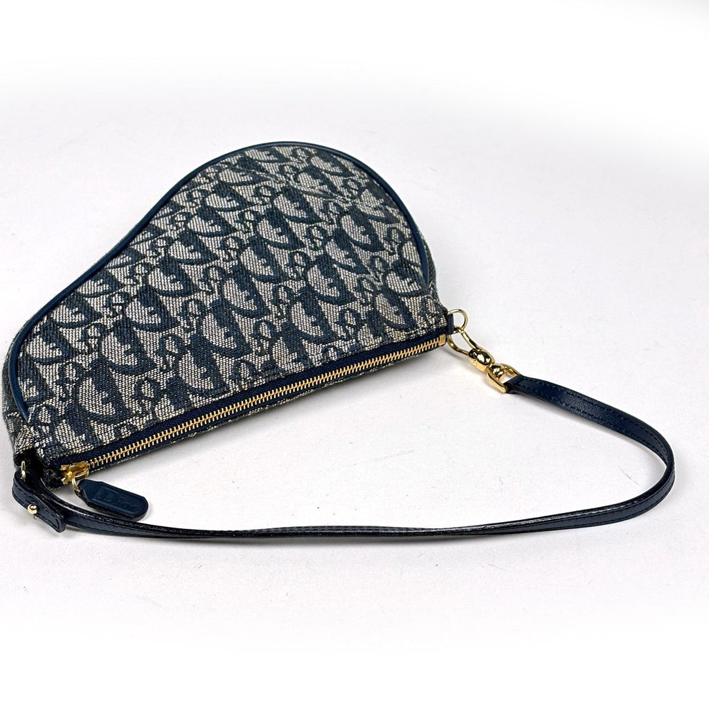 Dior Trotter Pattern Saddle Bag Canvas Navy — view 7