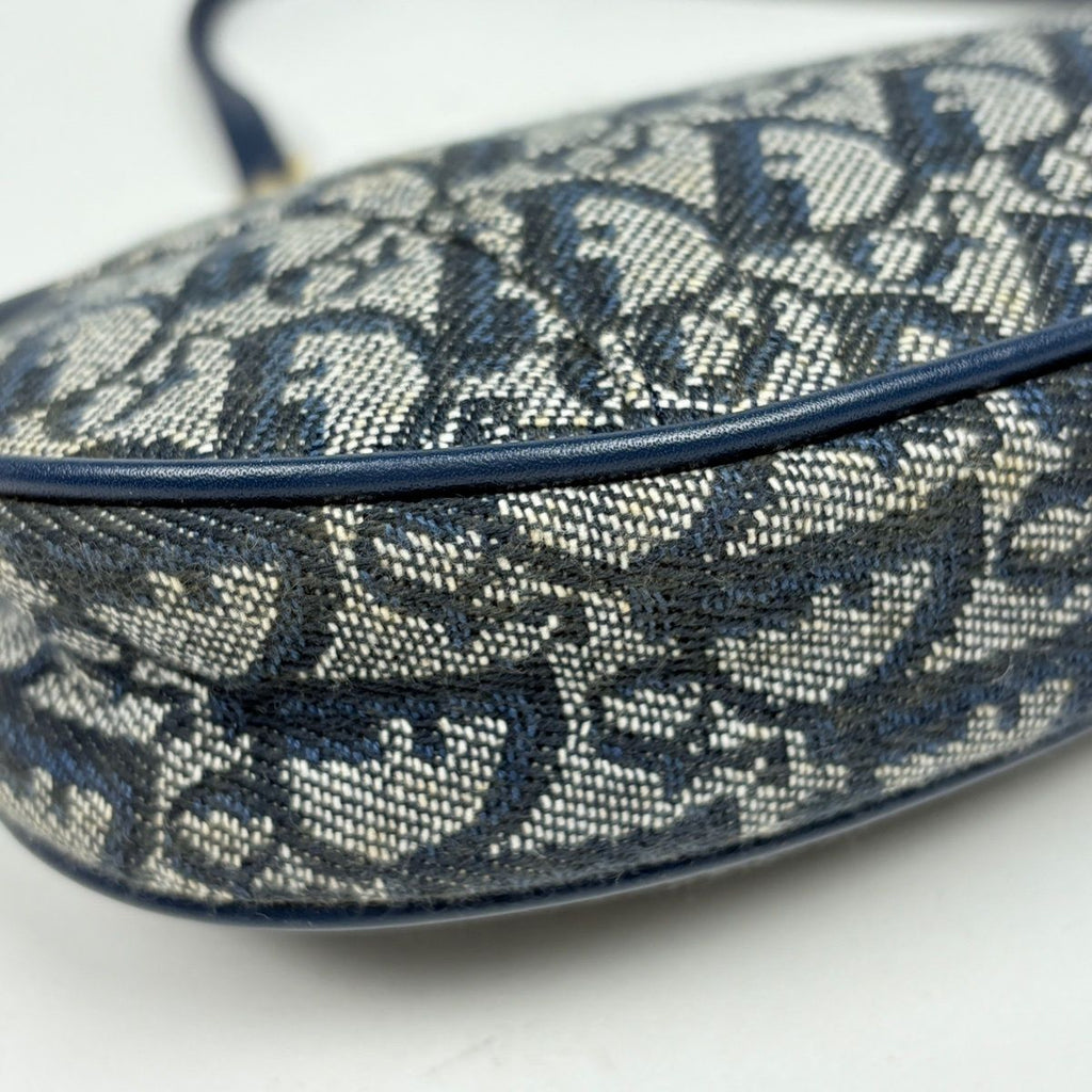 Dior Trotter Pattern Saddle Bag Canvas Navy — view 4