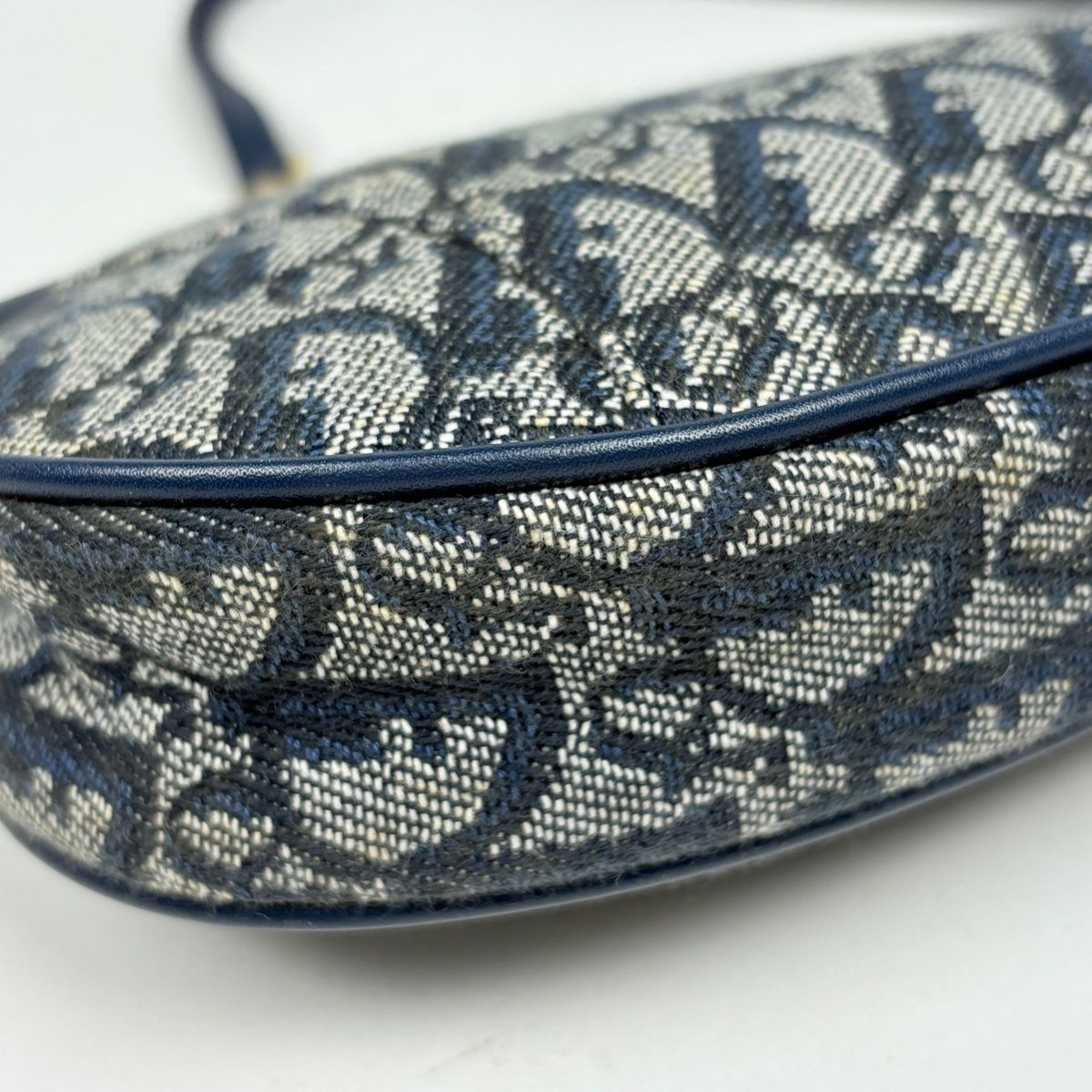 Dior Trotter Pattern Saddle Bag Canvas Navy — view 4