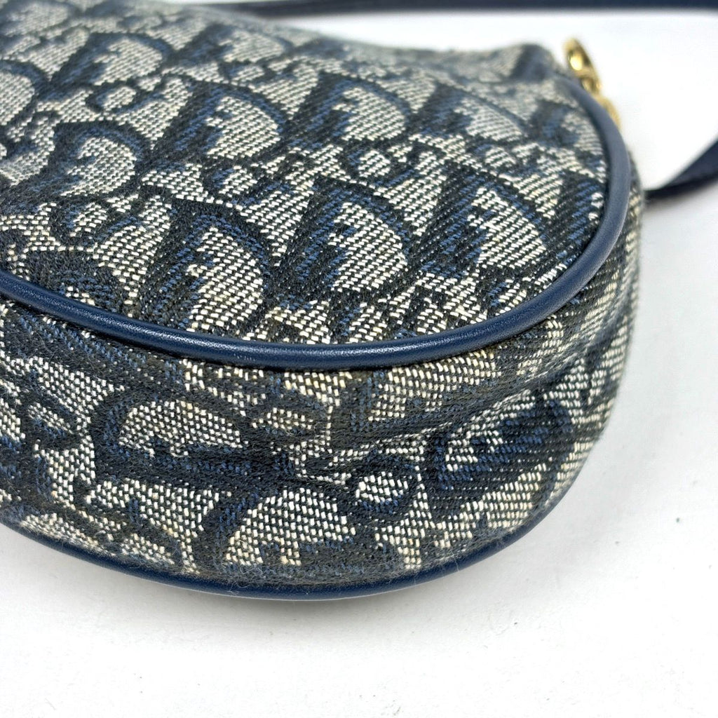 Dior Trotter Pattern Saddle Bag Canvas Navy — view 3