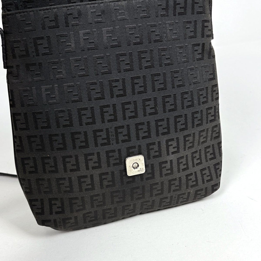 Fendi Zucchino Pattern Shoulder Bag Canvas Black — view 7