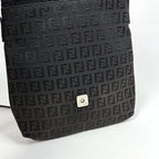 Fendi Zucchino Pattern Shoulder Bag Canvas Black — view 7