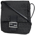 Fendi Zucchino Pattern Shoulder Bag Canvas Black
